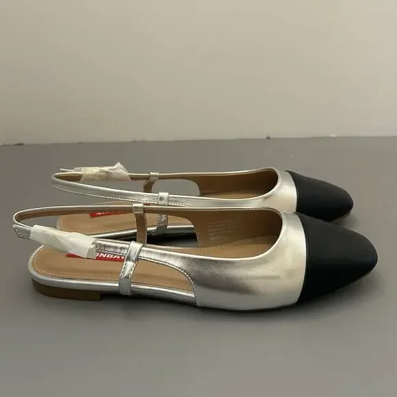 UNIONBAY Women's Cassidy Ballet Flat Sandal Silver/Black New w/ Box 7M - Picture 4 of 9